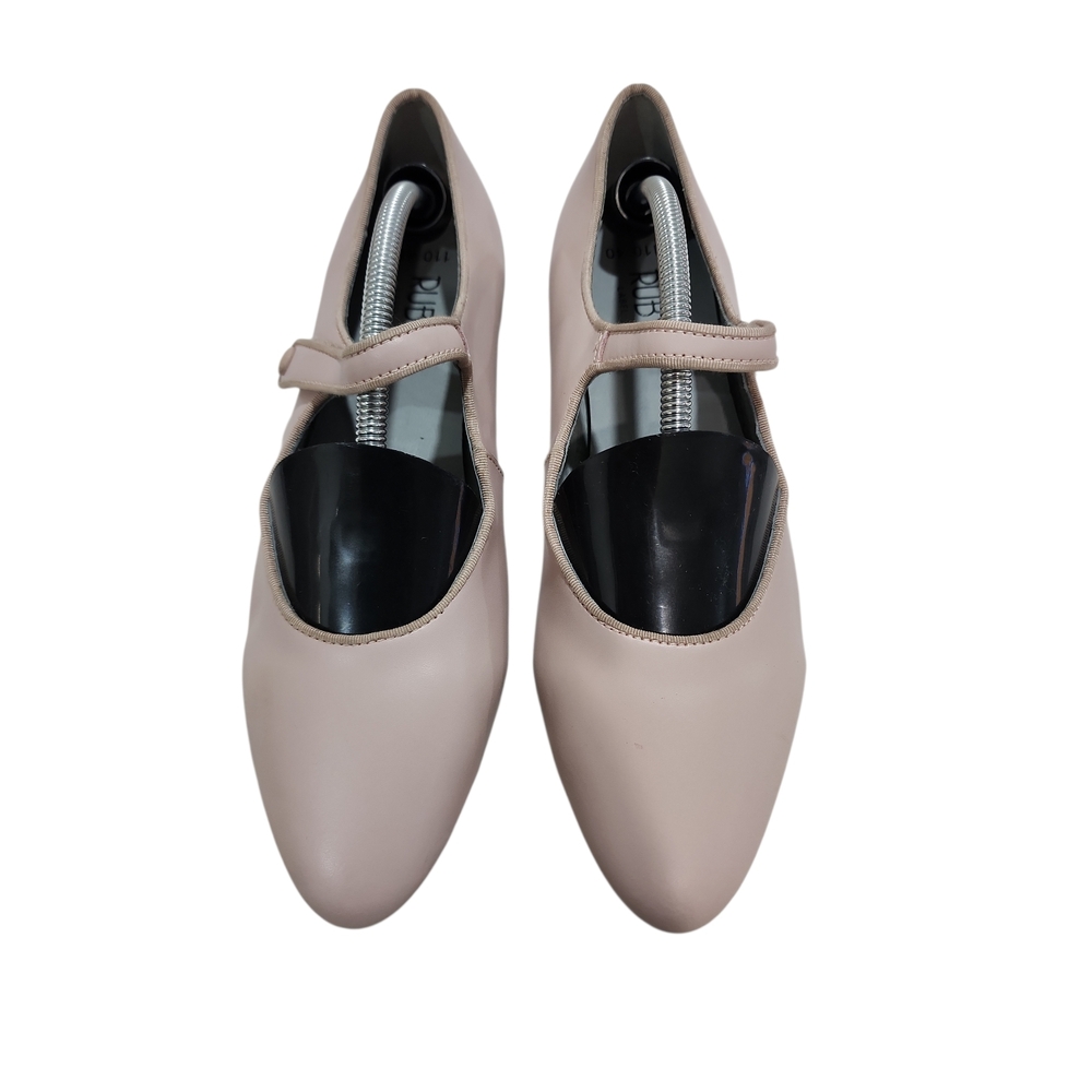 Ruby Label Beige Leather Pointed Toe Mary Jane Flats Coquette Balletcore minimal